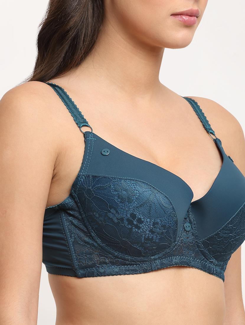 dark blue solid plunge bra - 18226335 - Standard Image - 4