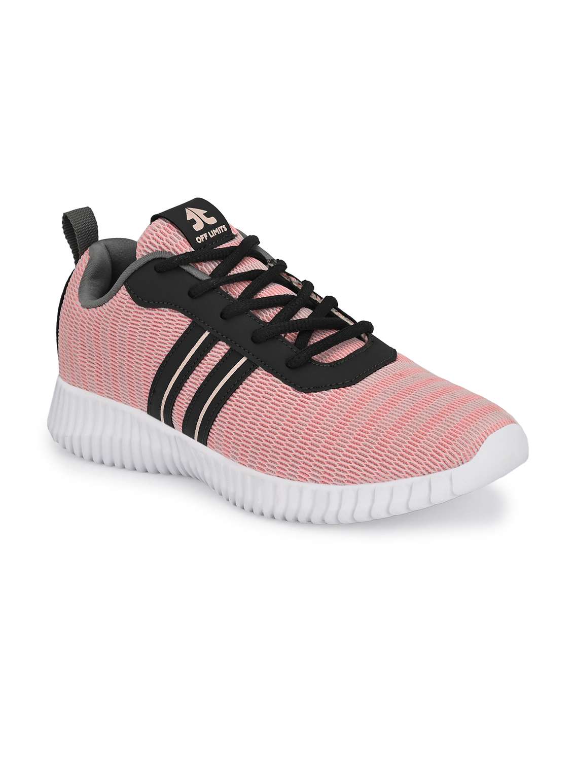 pink synthetic & mesh laceup sports shoes
