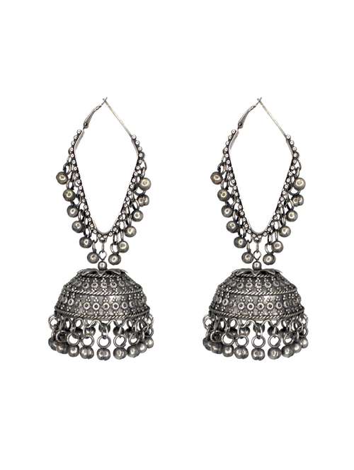 black metal jhumka earring - 18226854 -  Standard Image - 0