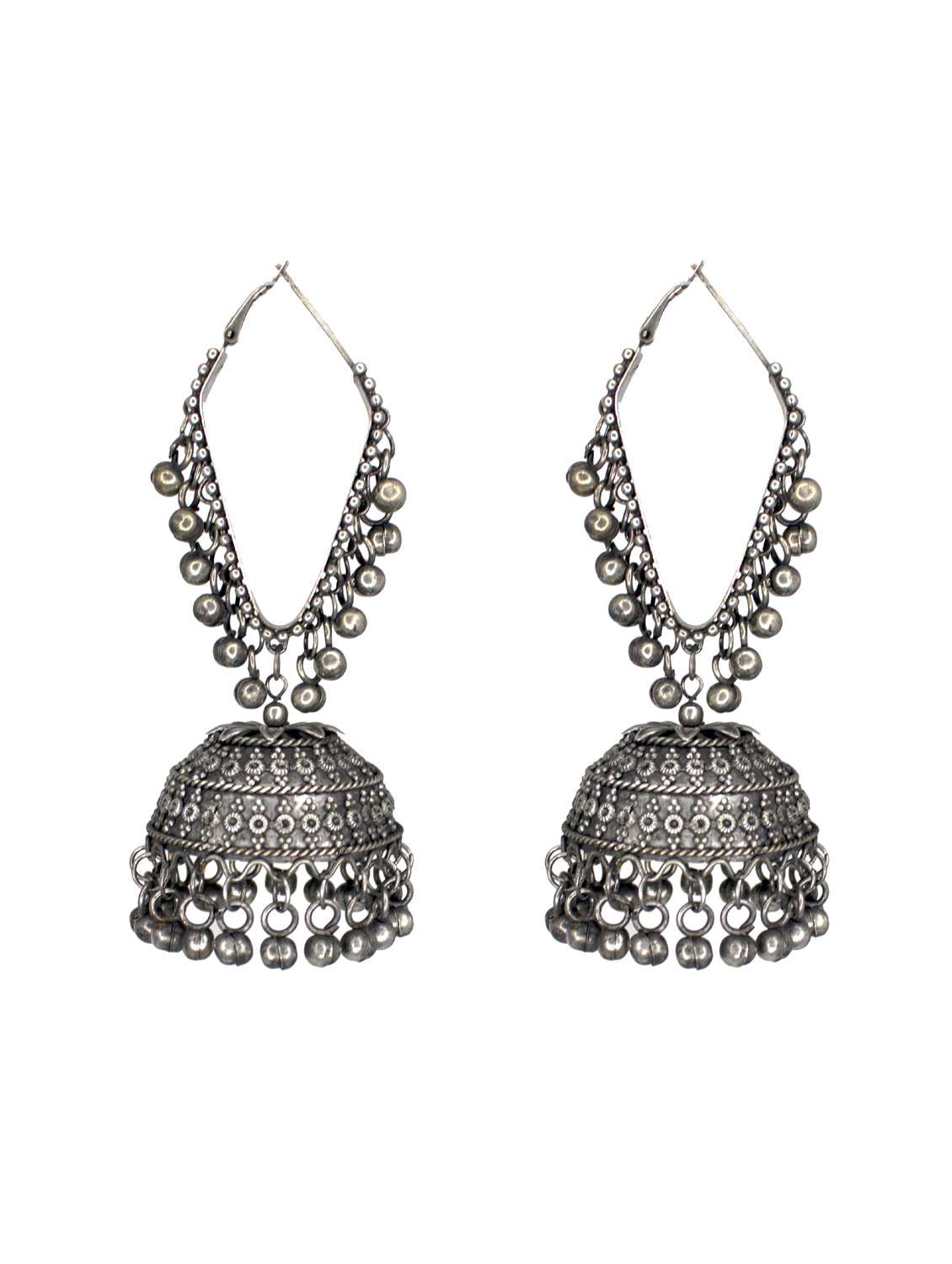 black metal jhumka earring