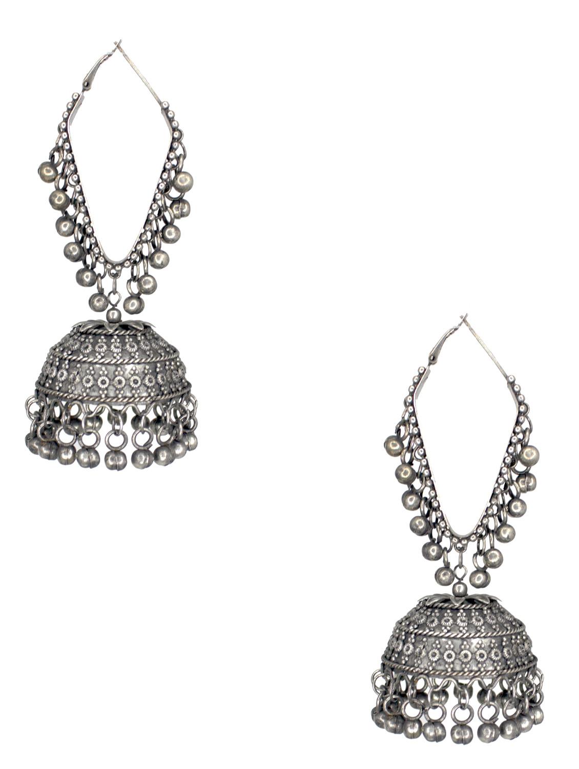 black metal jhumka earring - 18226854 - Standard Image - 1