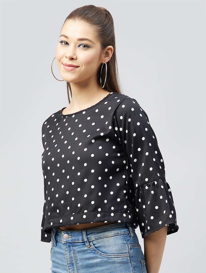women's crop round neck top