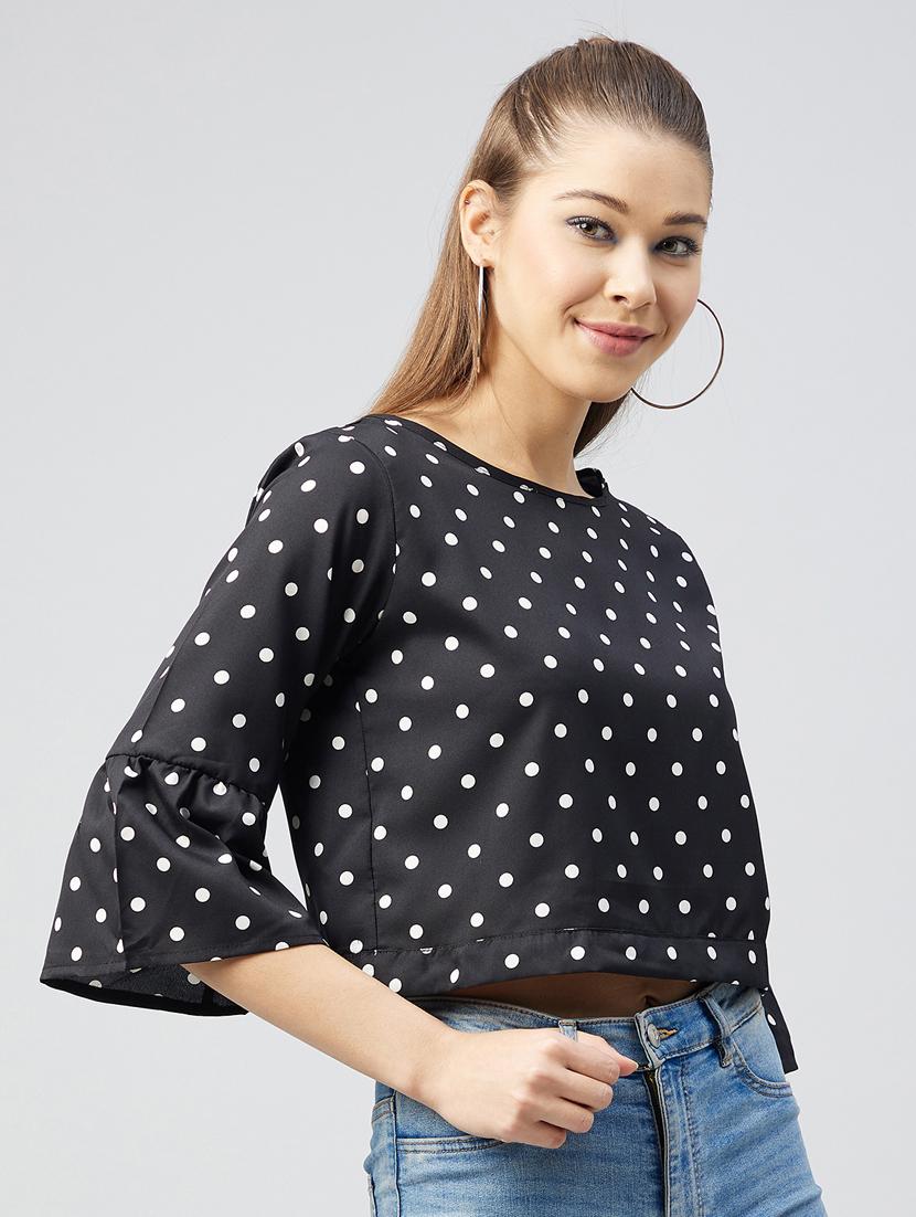 women's crop round neck top - 18226867 - Standard Image - 1