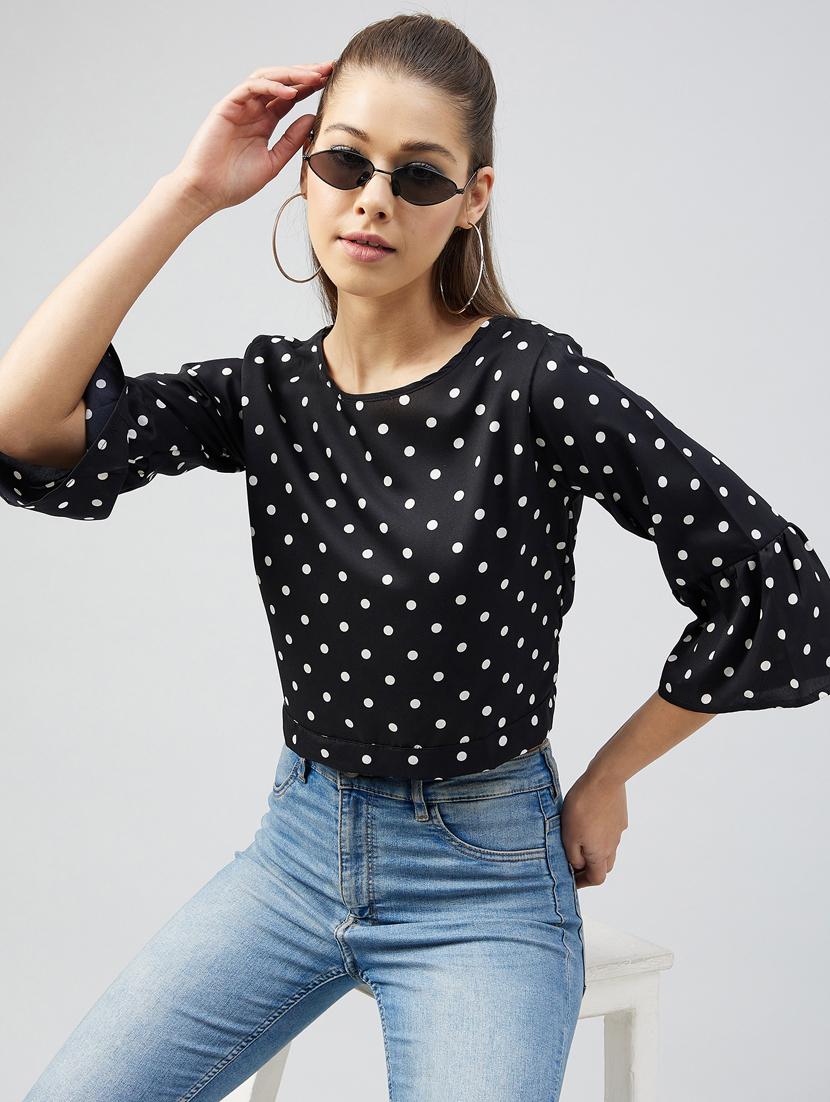 women's crop round neck top - 18226867 - Standard Image - 4