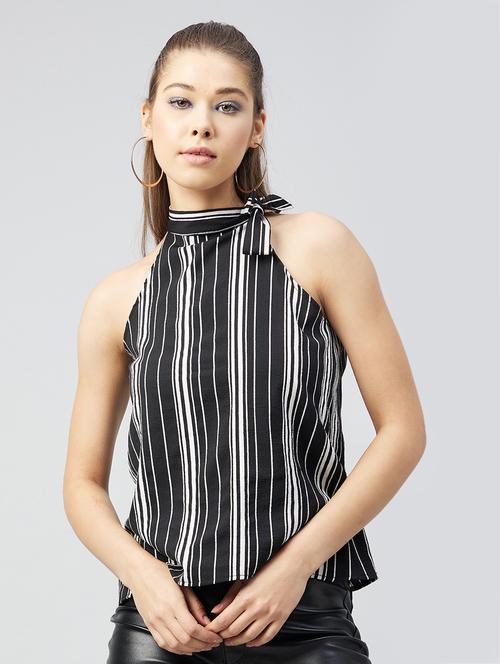 women's straight tie-up neck top - 18226868 - Standard Image - 0