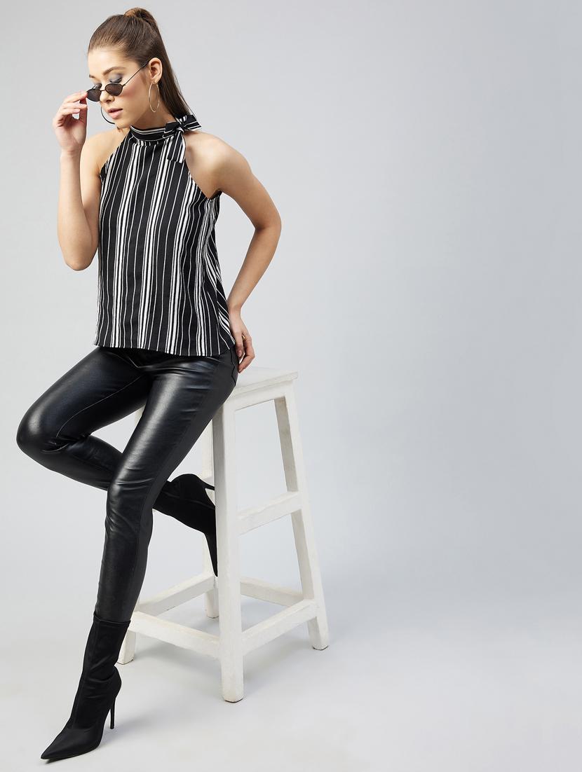 women's straight tie-up neck top - 18226868 - Standard Image - 4