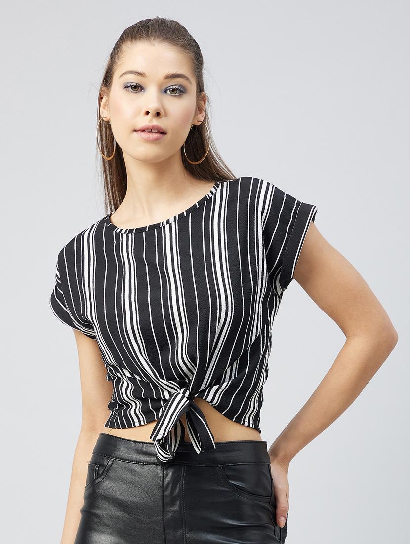 women's crop round neck top - 18226869 - Zoom Image - 0