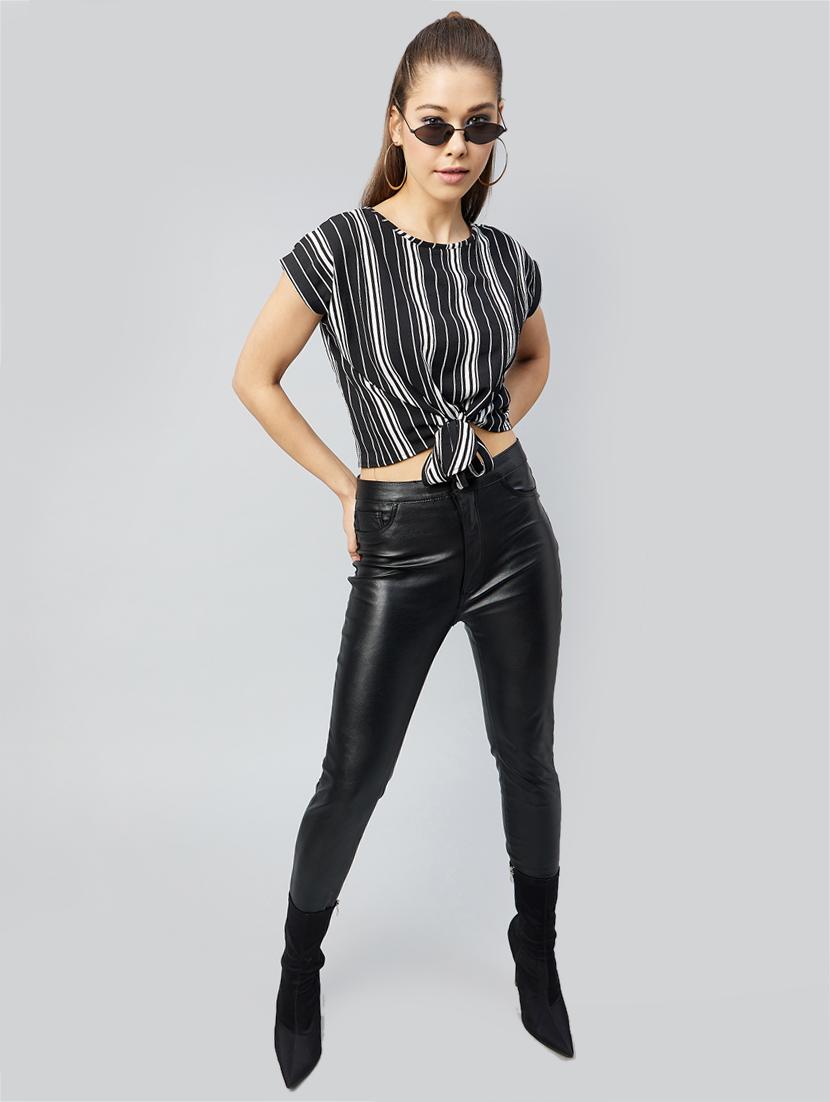 women's crop round neck top - 18226869 - Standard Image - 4