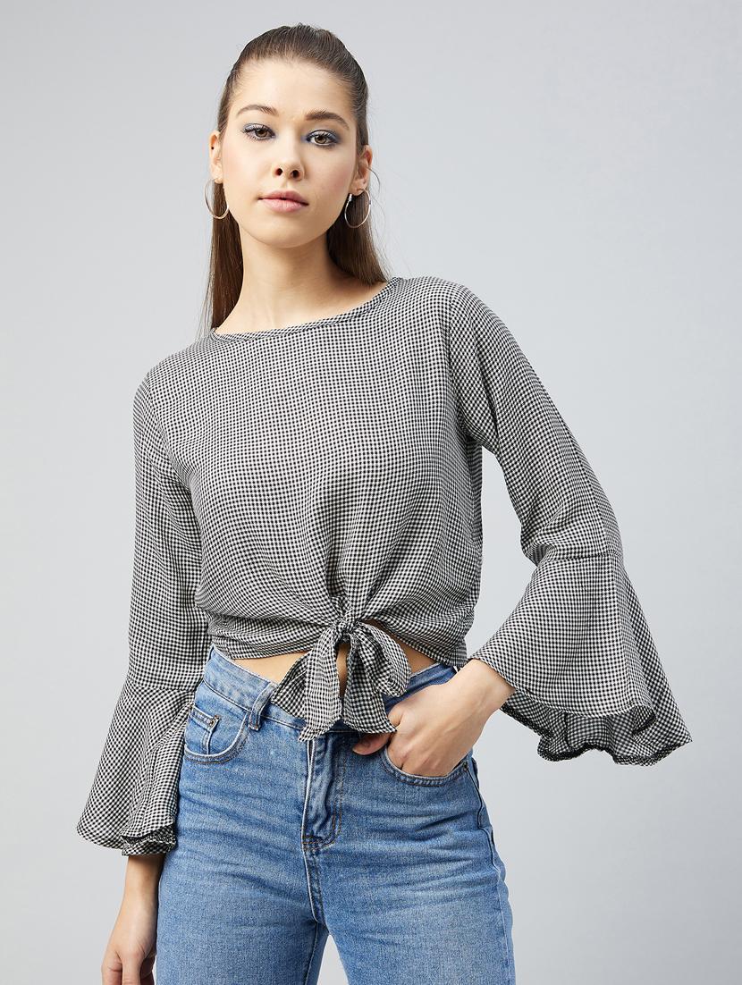 women's crop round neck top - 18226872 -  Zoom Image - 0