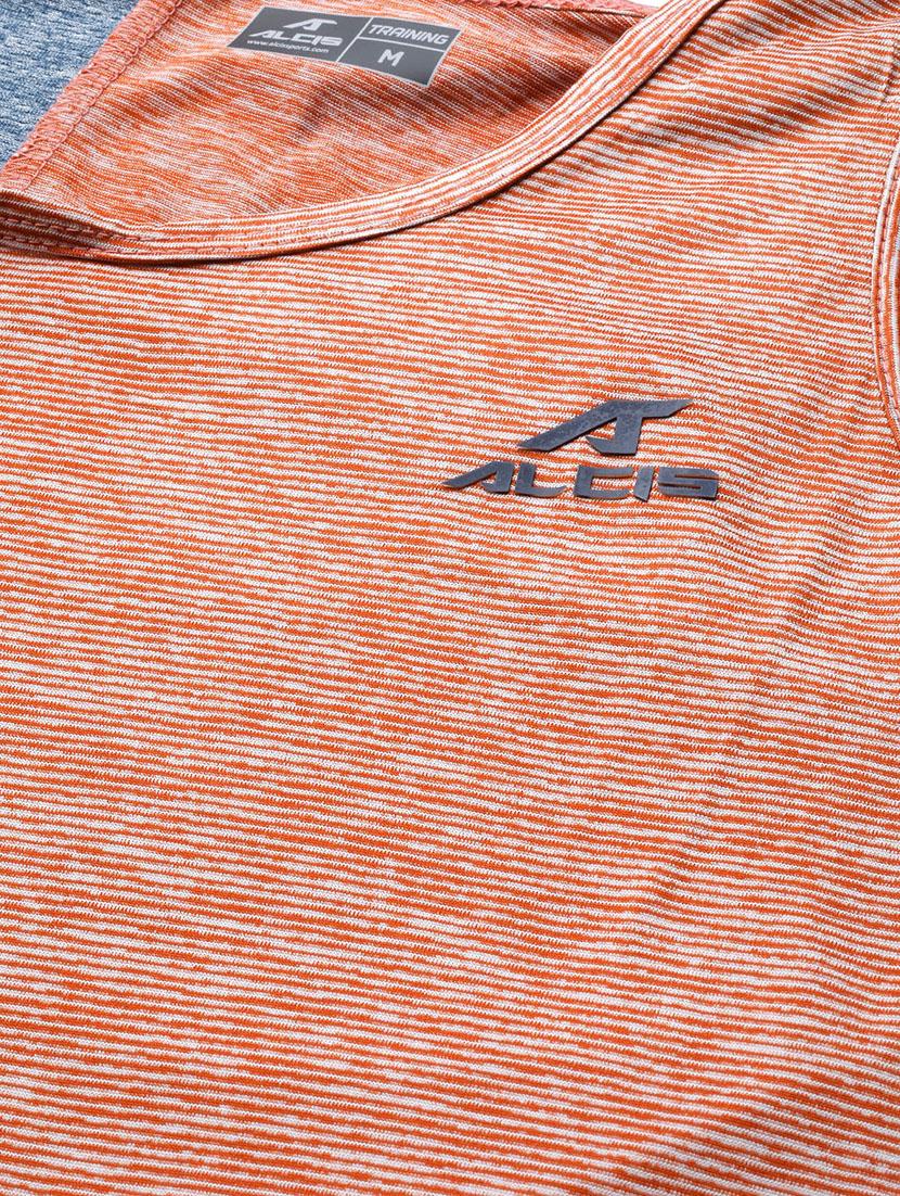 orange melange color-blocked t-shirt - 18227034 - Standard Image - 4