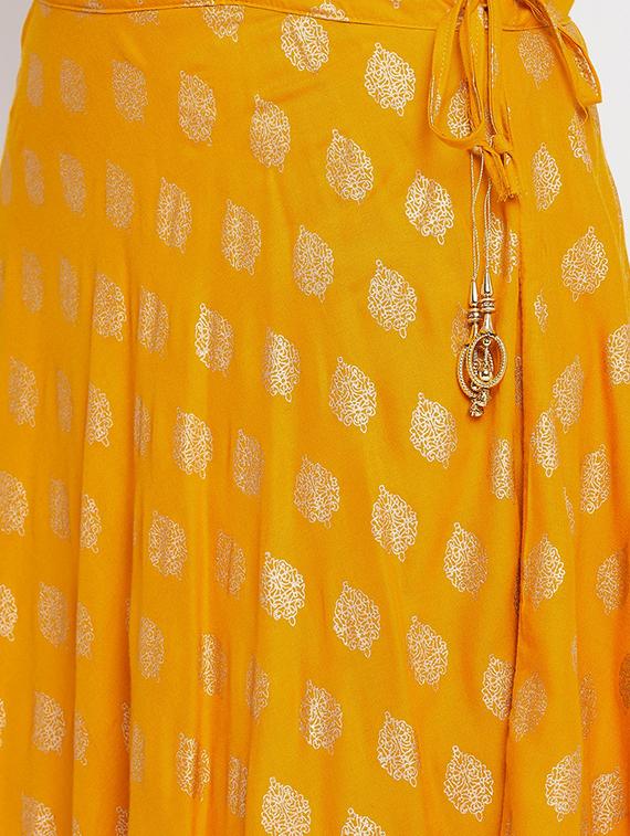 yellow printed flared skirt - 18227322 - Standard Image - 4