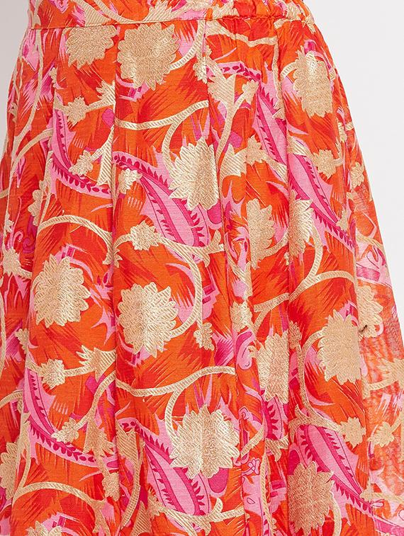 orange floral print maxi skirt - 18227325 - Standard Image - 4