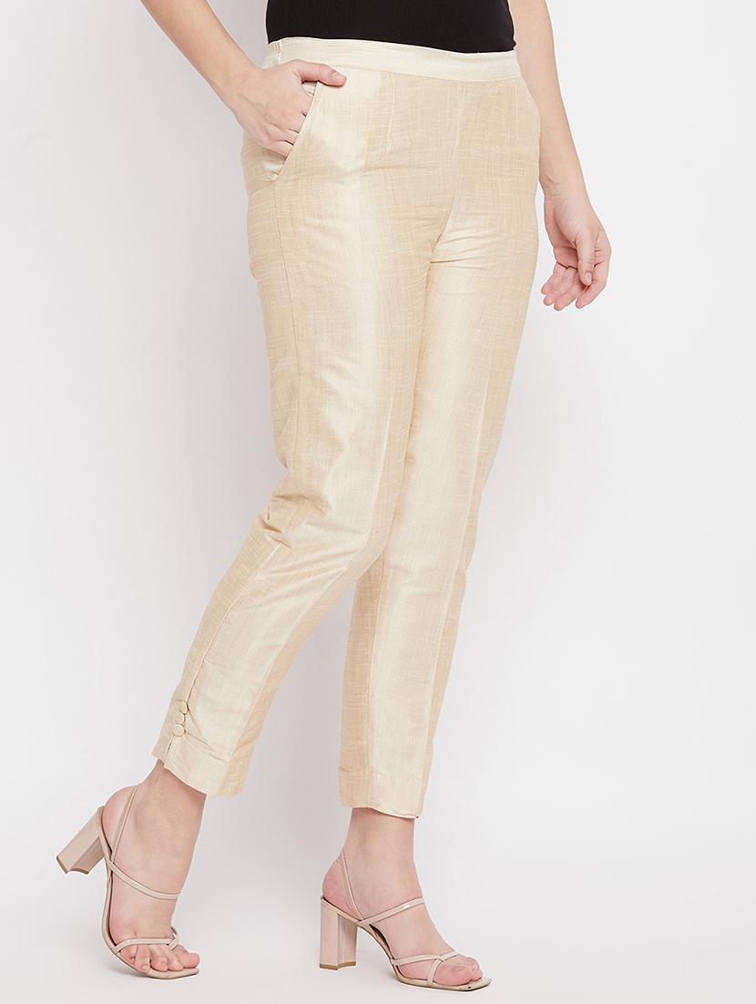 beige solid mid rise trouser - 18227357 -  Standard Image - 1