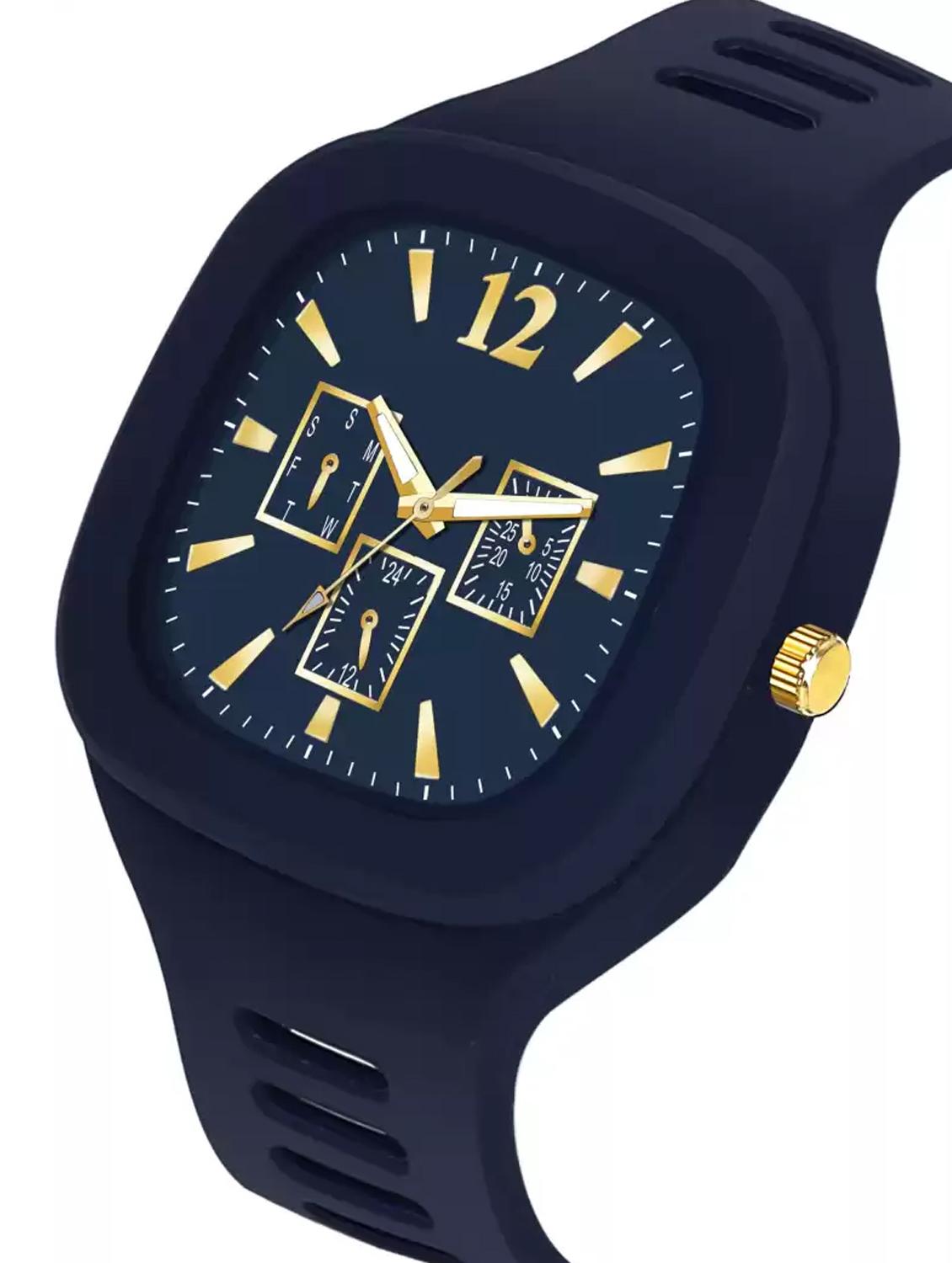 lorenz stylish square blue dial smooth silicon strap addi stylish designer analog watch- blue | mk-3098k - 18227662 -  Standard Image - 1