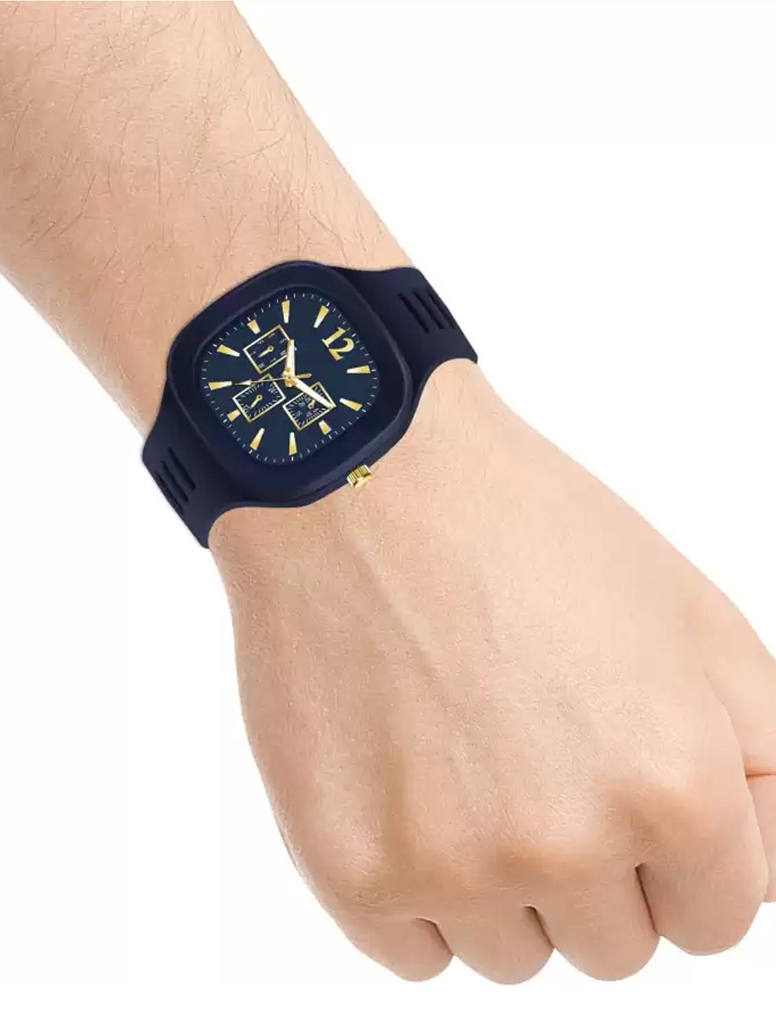 lorenz stylish square blue dial smooth silicon strap addi stylish designer analog watch- blue | mk-3098k - 18227662 - Standard Image - 4