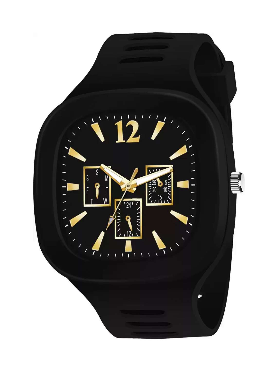 lorenz stylish square black dial smooth silicon strap addi stylish designer analog watch- black | mk-401r