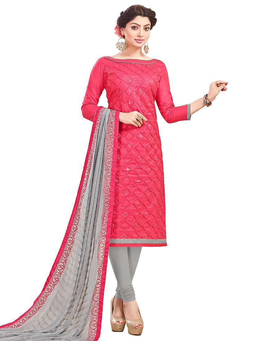 pink churidaar suits unstitched suit
