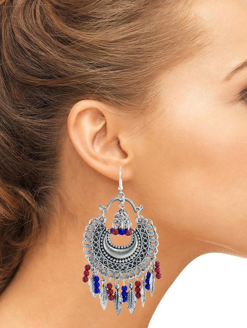silver metal chandballi earring - 18228831 - Standard Image - 4