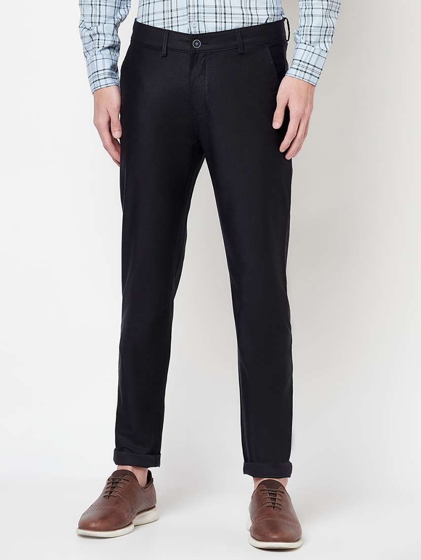 black solid casual trouser