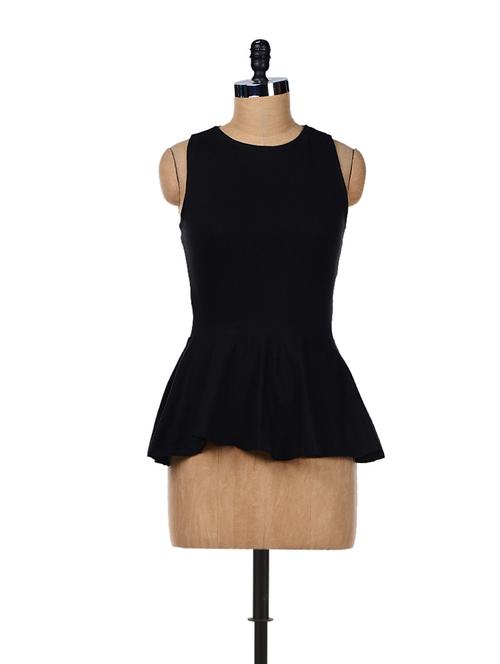 Black Racer Back Peplum Top - GRITSTONES
