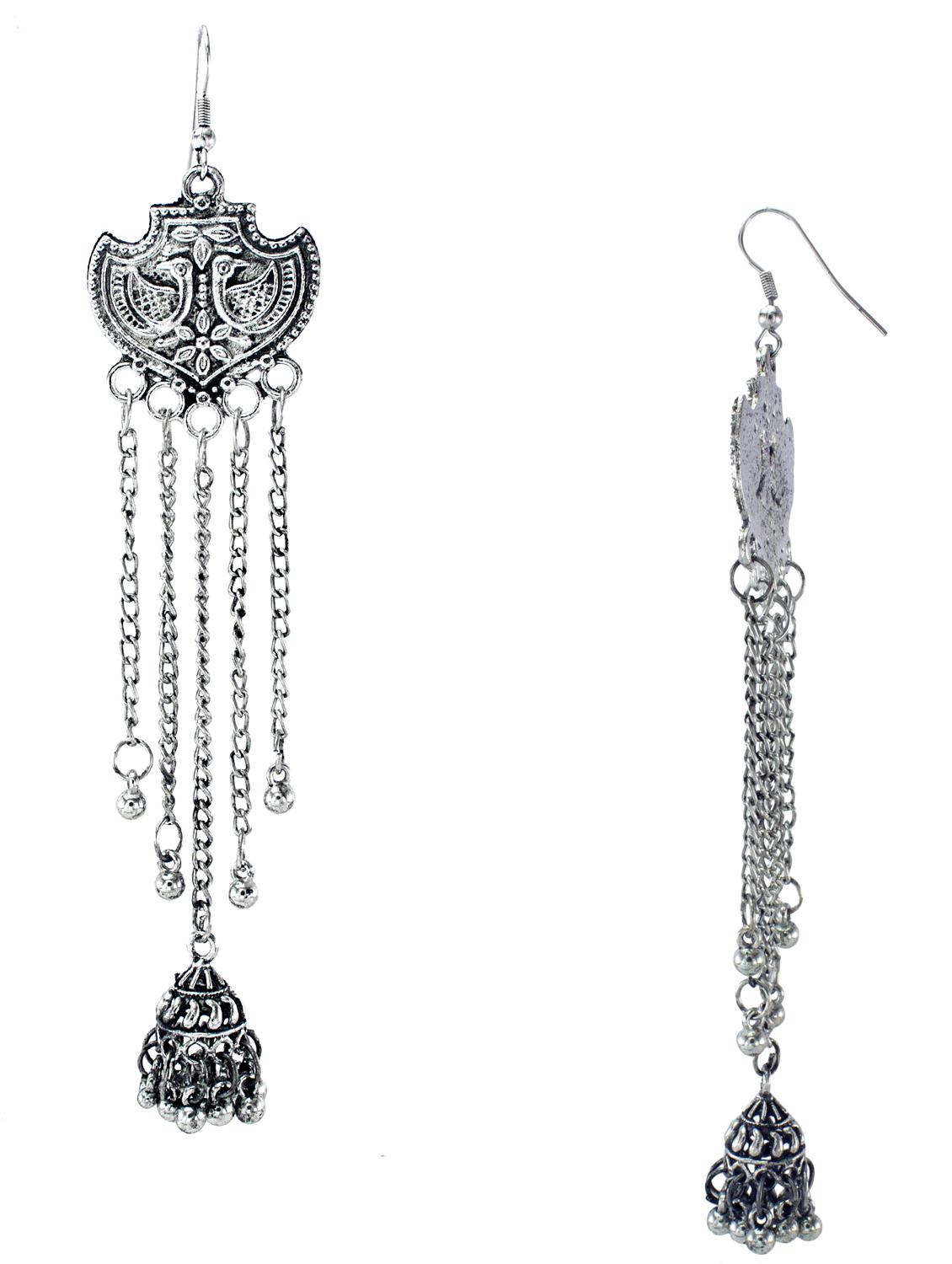 silver metal drop earring - 18229775 - Standard Image - 1