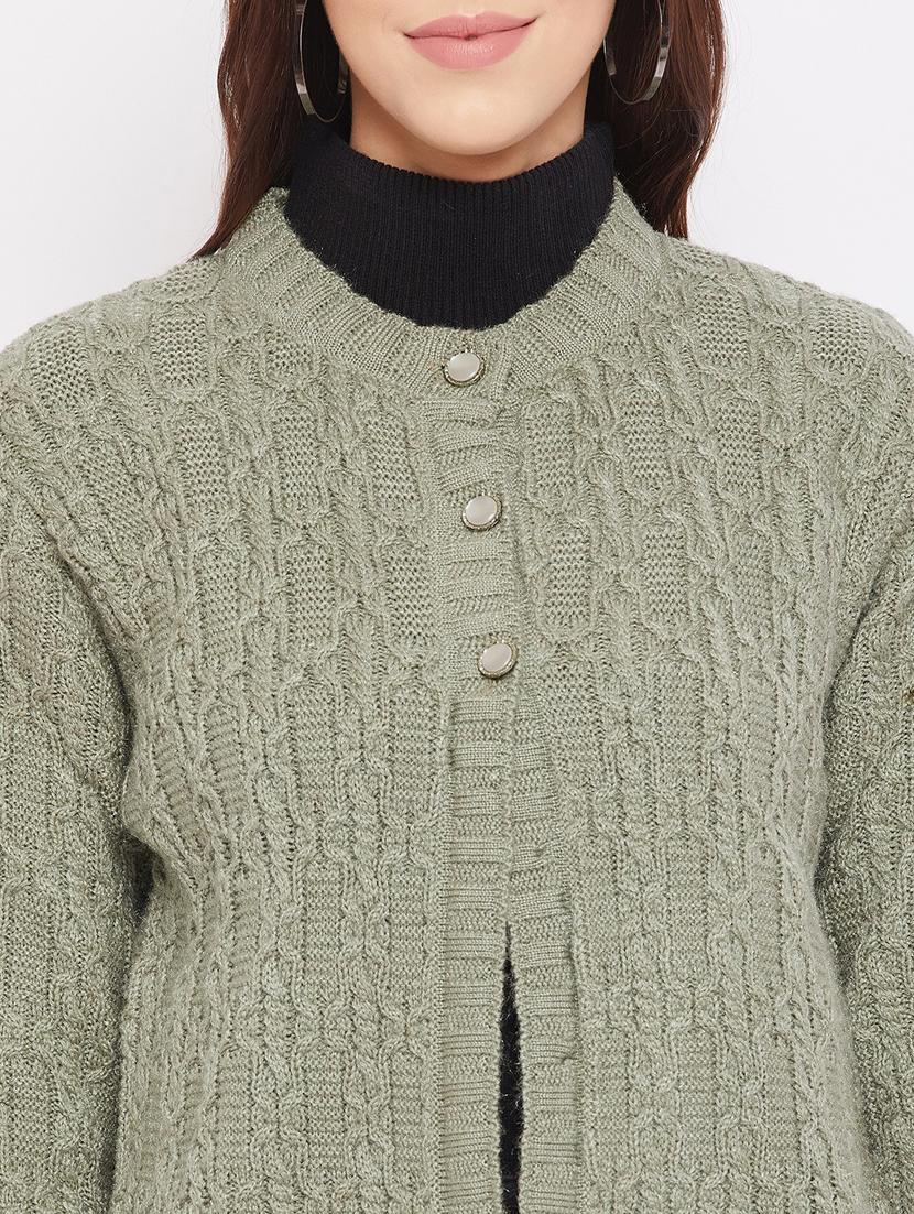 green solid cardigan - 18229834 - Standard Image - 4