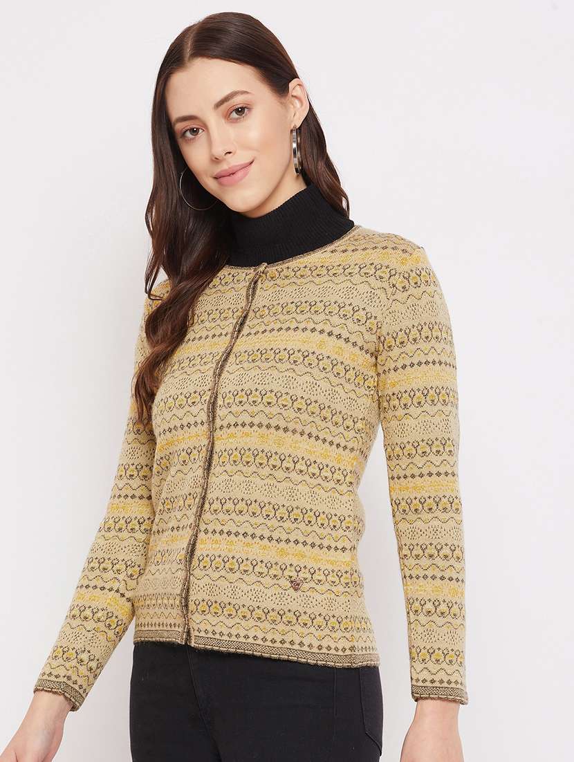 yellow printed cardigan - 18229843 - Standard Image - 1