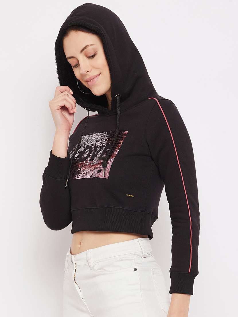 black printed hoodies sweatshirt - 18229880 - Standard Image - 1