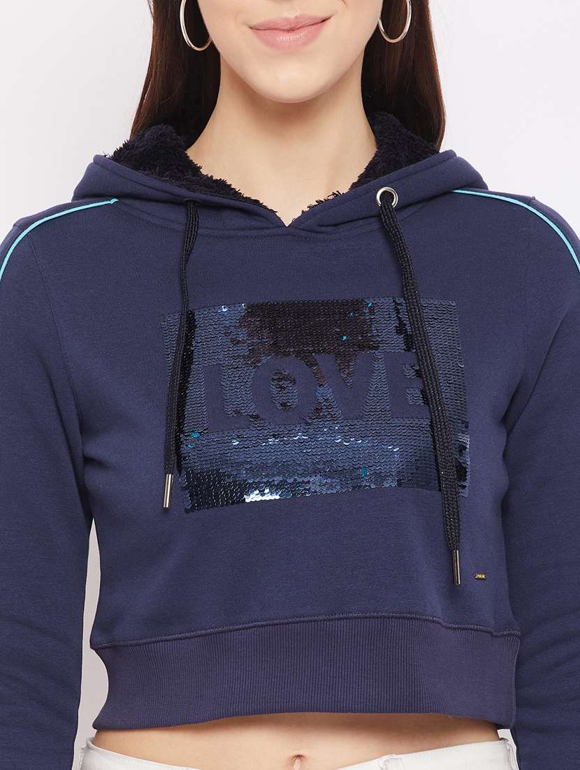 navy blue printed hoodies sweatshirt - 18229881 - Standard Image - 4