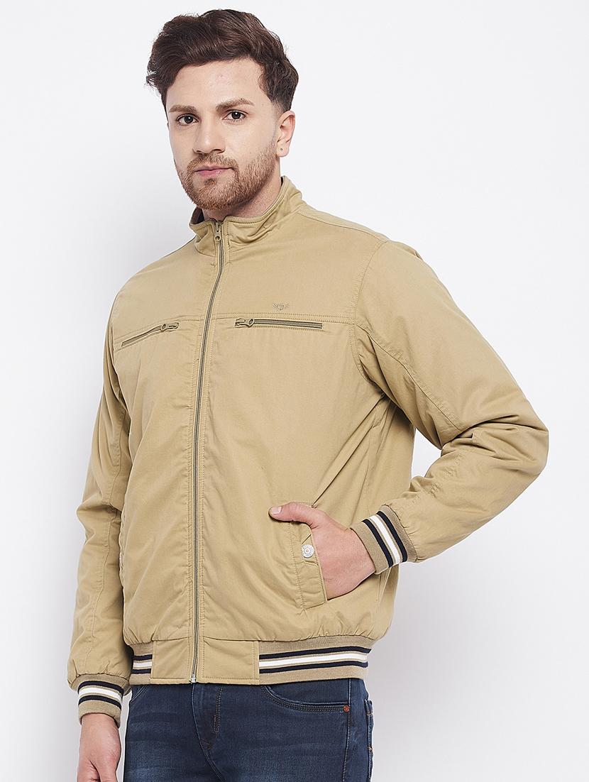 beige solid bomber jacket - 18229920 - Standard Image - 1