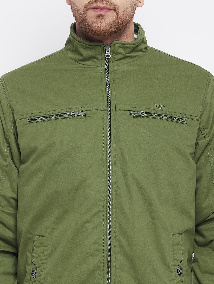 green solid quilted bomber jacket - 18229921 - Standard Image - 4