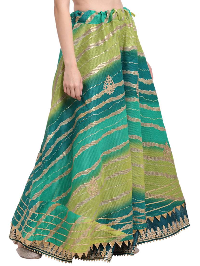 green printed flared skirt - 18230217 -  Standard Image - 1