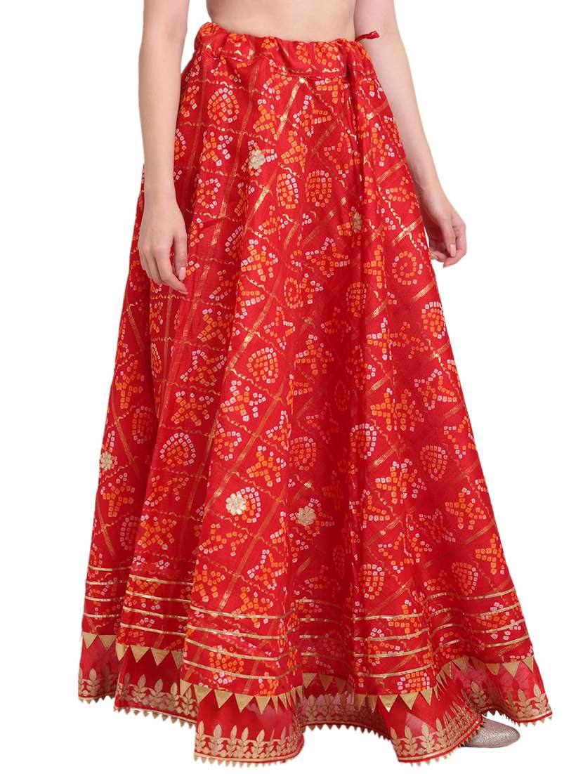 red printed flared skirt - 18230220 -  Standard Image - 1