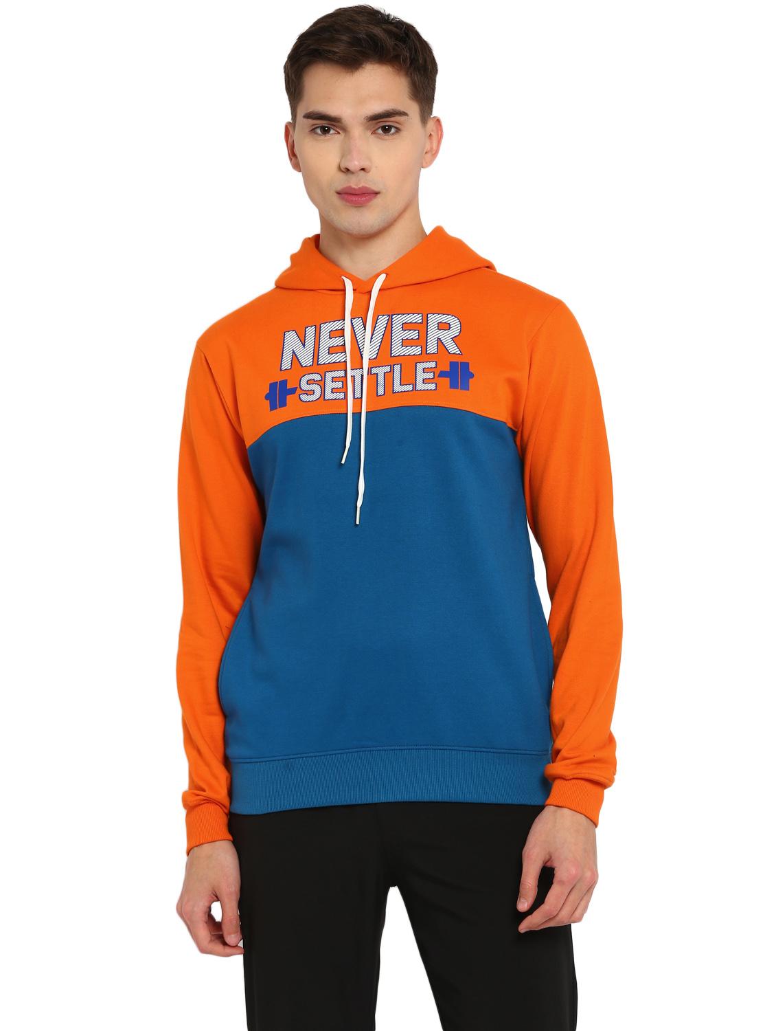 orange chest-printed cut & sew hooded sweatshirt - 18230342 - Standard Image - 1