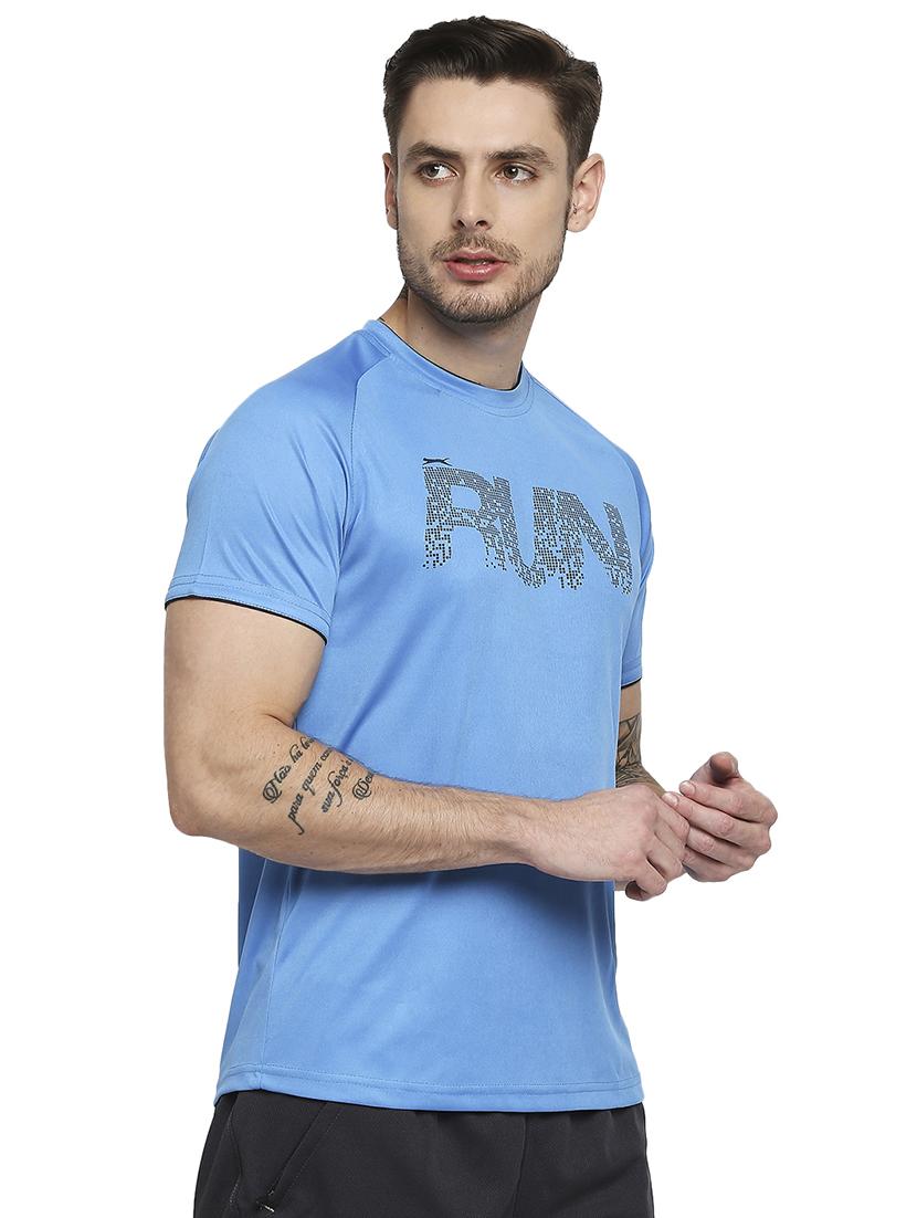 turquoise-blue chest-printed t-shirt - 18230416 - Standard Image - 1