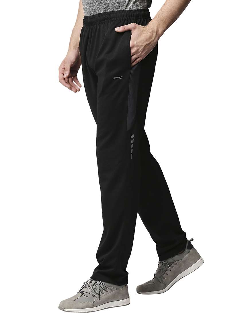 black solid track pant - 18230419 -  Standard Image - 1