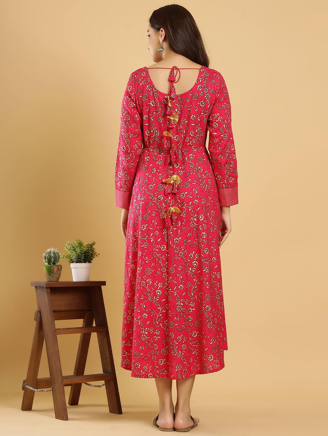 pink rayon fit & flare gown - 18230830 - Standard Image - 1