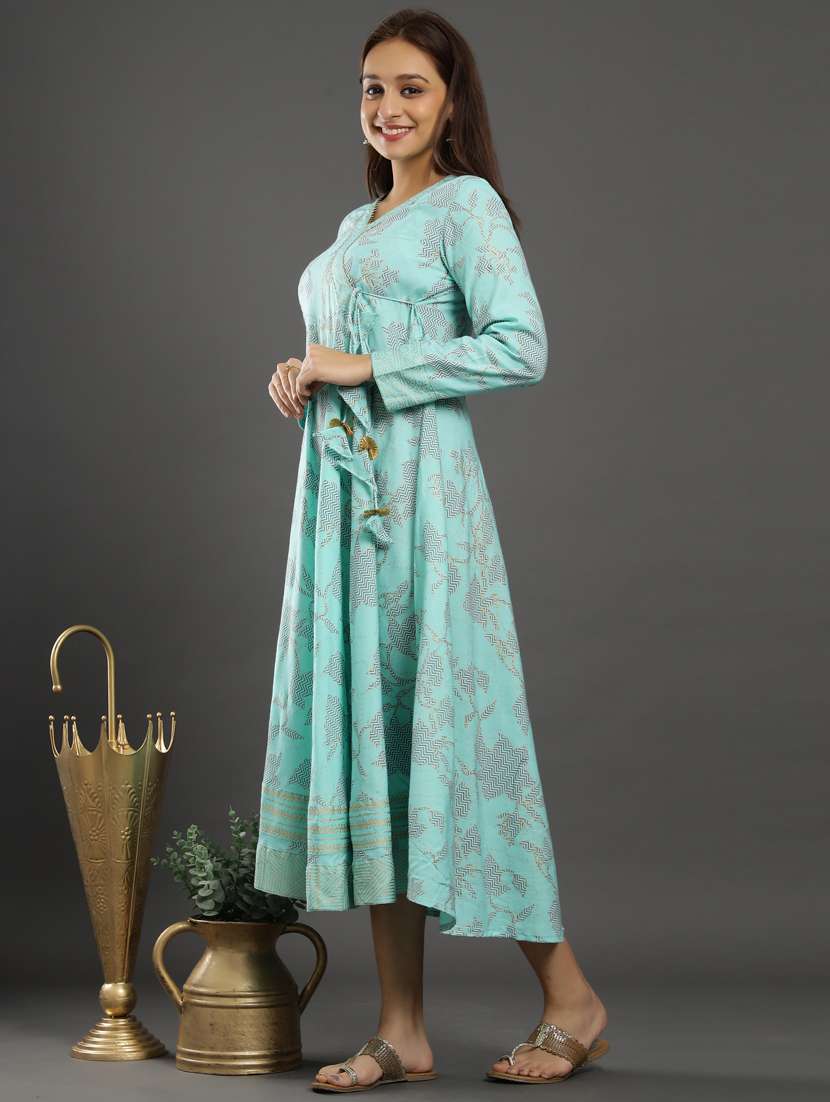light blue rayon fit & flare gown - 18230878 -  Standard Image - 1