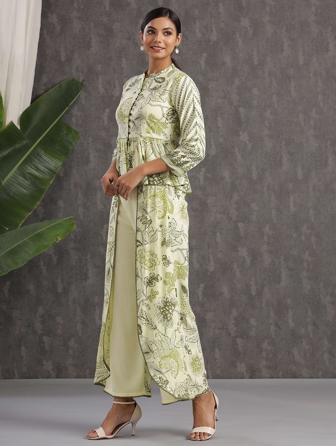 green rayon top pants  set - 18230939 -  Standard Image - 1