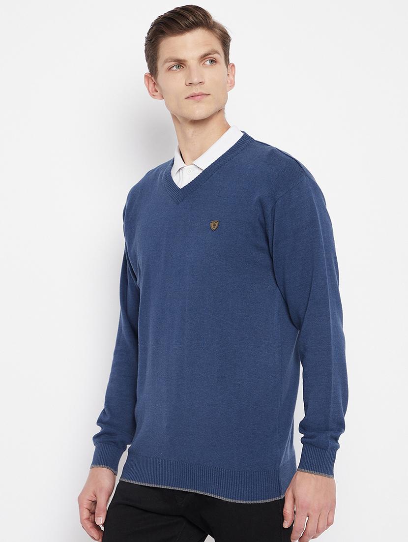 navy-blue solid pullover - 18231120 - Standard Image - 1