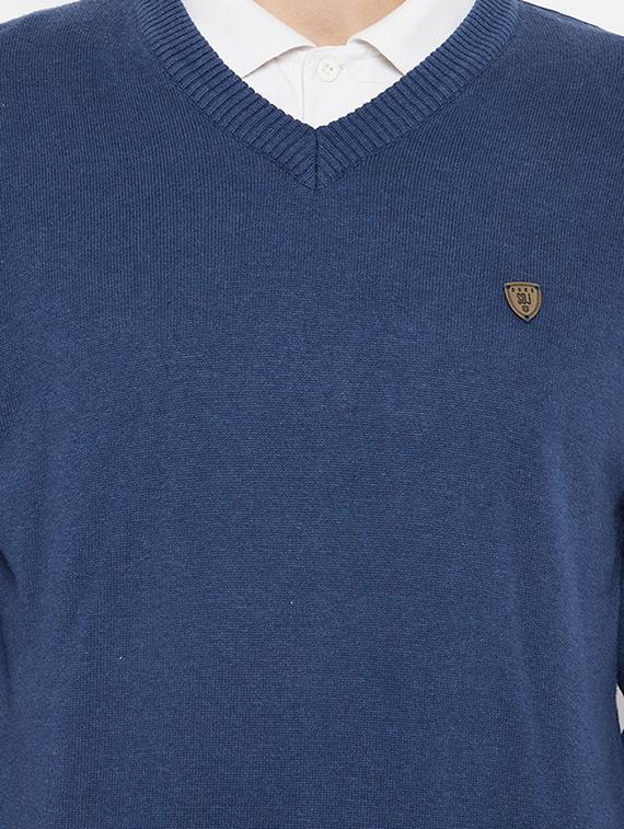 navy-blue solid pullover - 18231120 - Standard Image - 4