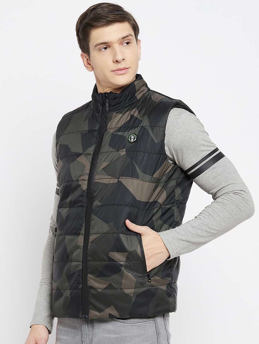 black camouflage reversible quilted jacket - 18231241 -  Standard Image - 1