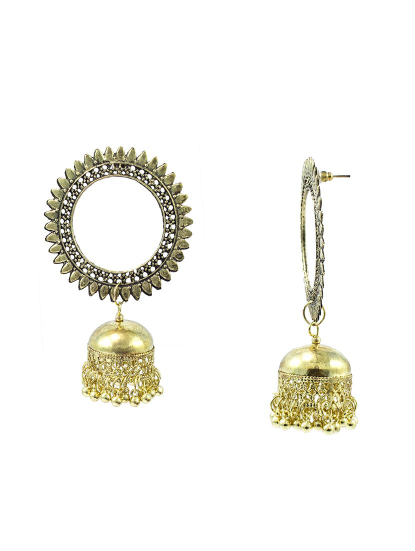 gold metal jhumka earring - 18231333 -  Standard Image - 1