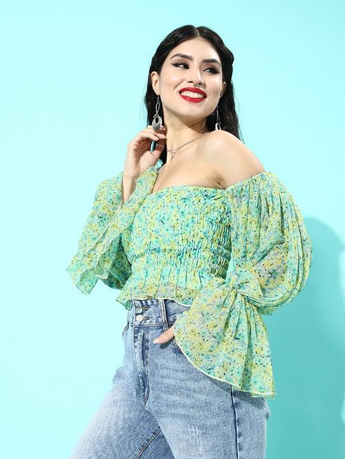 women's crop off shoulder top - 18231383 - Standard Image - 0