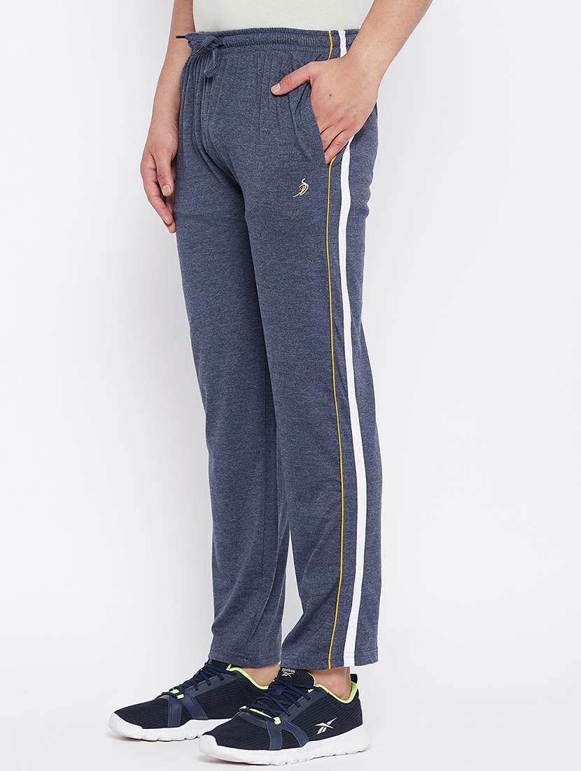 navy blue melange track pant - 18231509 -  Standard Image - 1