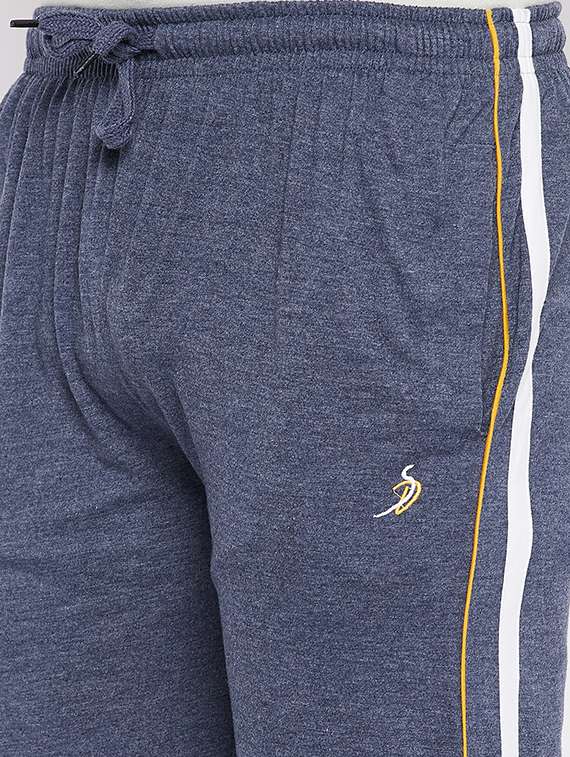 navy blue melange track pant - 18231509 -  Standard Image - 4