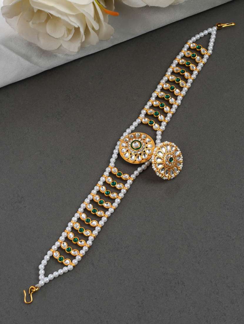 gold brass maang teeka