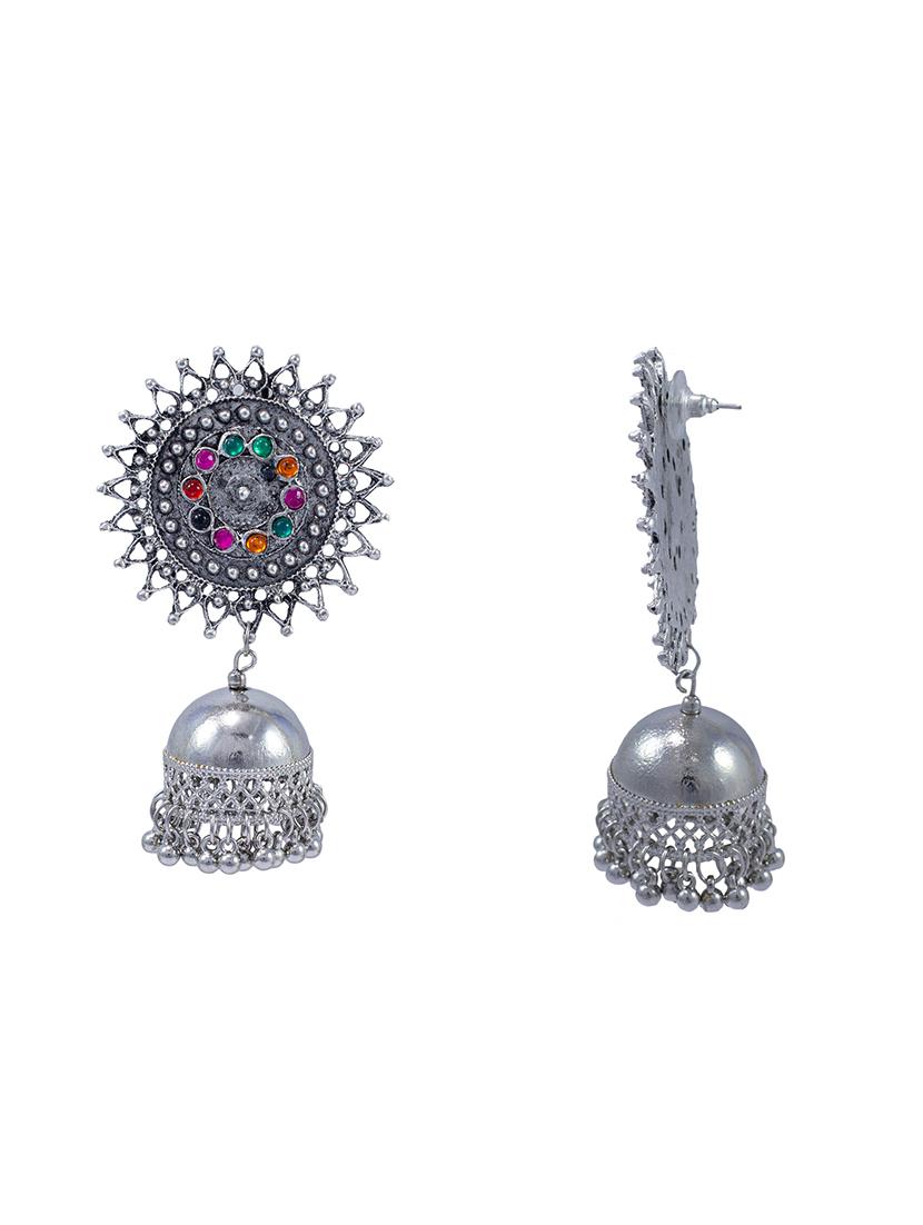multi colored metal jhumka earring - 18232091 - Standard Image - 1