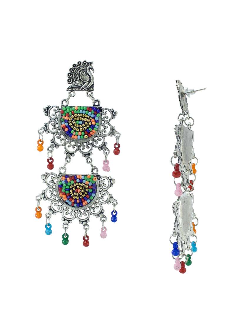 multi colored metal drop earring - 18232102 -  Standard Image - 1