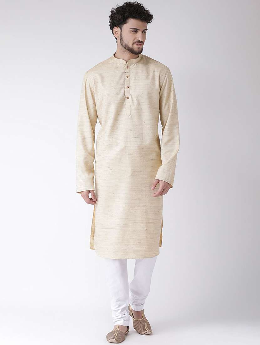 beige melange kurta pyjama ethnic wear set